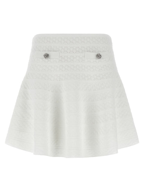 Self-Portrait Pointelle Knit Mini Skirt