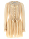 Self-Portrait Tan Pleated Georgette Mini Dress