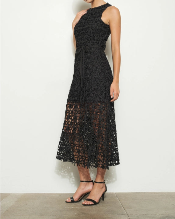 Self-Tie Crochet Lace Sleeveless Midi Dress from INA exclusive at Self-Tie Crochet Lace Sleeveless Midi Dress from INA exclusive at