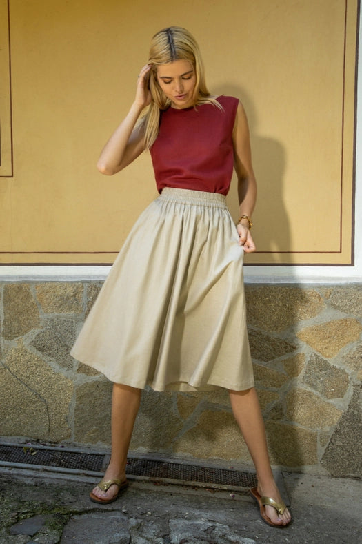 Seville Linen Pleated Midi Skirt from Truly Linen exclusive at