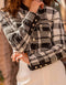 Short Black and White Checkered Tweed Jacket