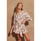 Simply Leafy Button Up Collared Romper-Rompers-Dress Forum-S-SAND FLORAL-Urbanheer