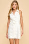 Sleeveless Collared Front Bow Tie Accents Dress-Dress-TCEC-S-OFF WHITE-Urbanheer