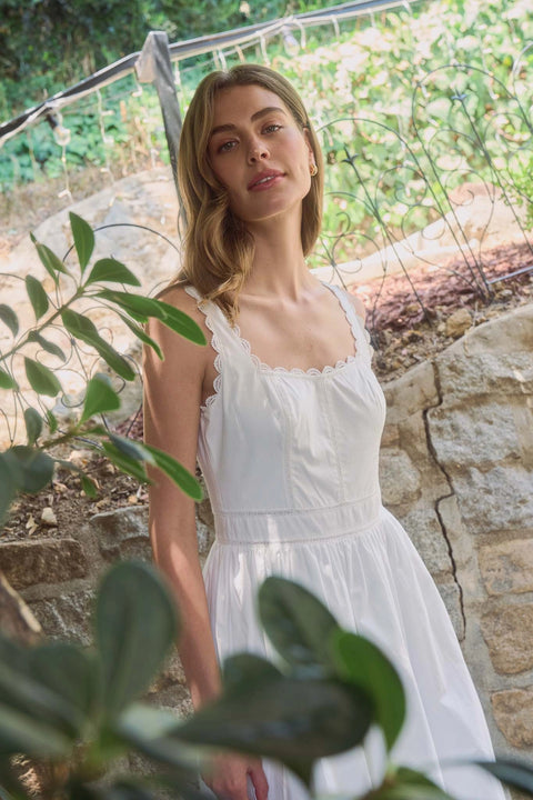 Sleeveless Lace Trim Detail Midi Dress