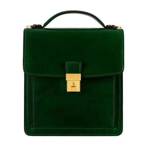 Small Leather Briefcase For Men, Unisex - Walden-Briefcase-Time Resistance-Green-Urbanheer