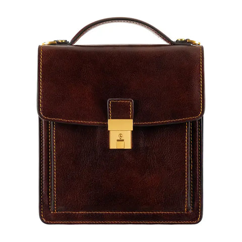 Small Leather Briefcase For Men, Unisex - Walden Brown-Briefcase-Time Resistance-Brown-Urbanheer