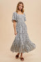 Smocked Floral Square Neck Maxi Dress OFF WHITE-Dress-In Loom-S-OFF WHITE-Urbanheer