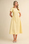 Smocked Side Midi Dress - Lemon Drop