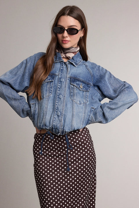 Soft Washed Denim Drawstring Jacket