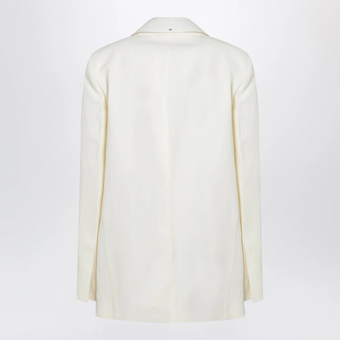 Sportmax Double-collar blazer in viscose blend, yellow