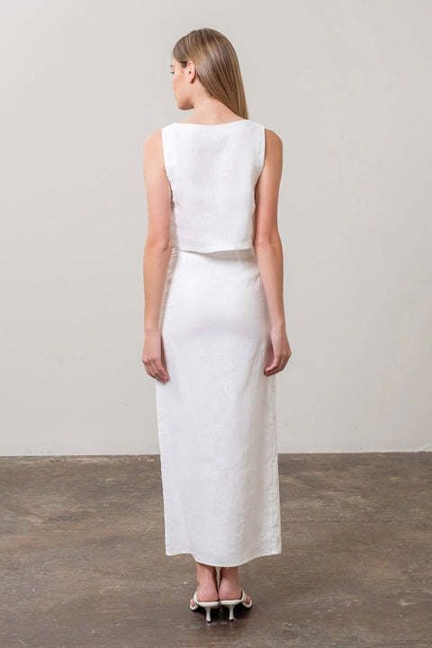 Square Neck Sleeveless Linen Crop Top WHITE-Top-Moon River-XS-WHITE-Urbanheer