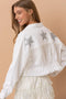 Star Rhinestone Fringe Back Elastic Denim Jacket White-Jacket-Blue B-S-WHITE-Urbanheer