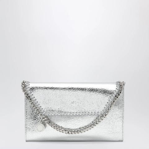 Stella McCartney Falabella metallic silver crossbody wallet bag