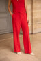 Straight Cut Pants in Winter Material Red-Pants-Attentif Paris-S-Urbanheer