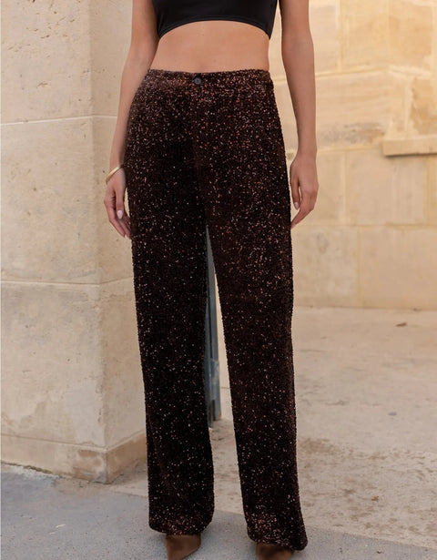 Straight Sequin Pants