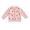 Strawberry Embroidered Knit Baby Cardigan (Organic Cotton)-Cardigan-Viverano Organics-0-3M-Pink Heather-Urbanheer
