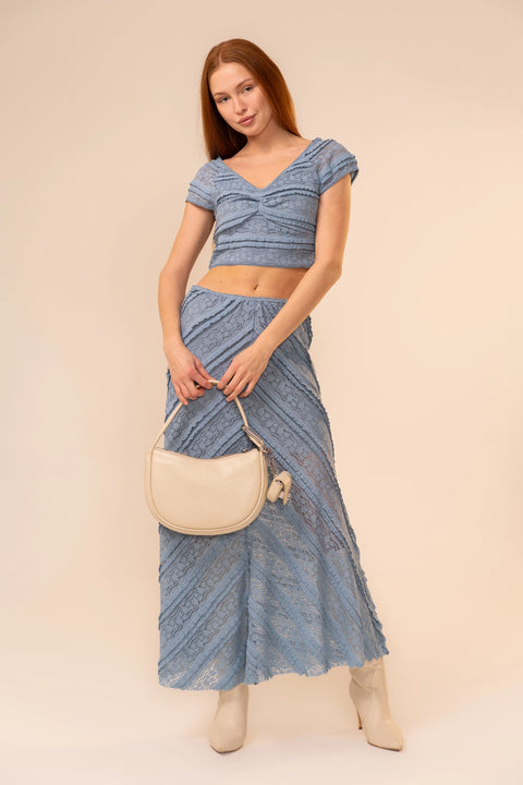 Stretch Lace Crop Top and Maxi Skirt Set