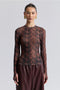 Stretch Printed Mesh Long Sleeve Thumbhole Top