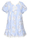 Stripe-Eyelet Dress with Bubble Sleeves