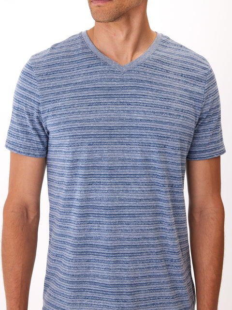 Stripe Triblend Jersey V Neck Tee