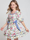 Striped Floral Dress w/ Side Cutouts