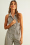 Striped Pattern Collared Blouse | Brown