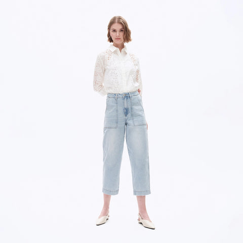 Super High Rise Rise Barrel Jeans with Finished Hem LIGHT BLUE-Jeans-BAYEAS-24-LIGHT BLUE-Urbanheer