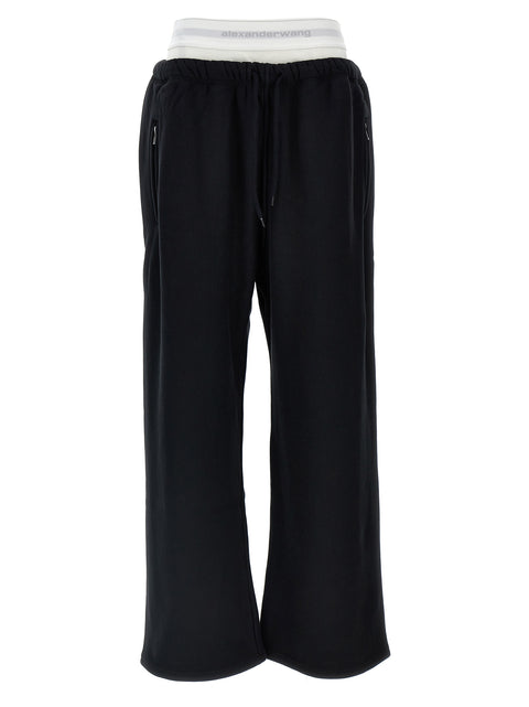 T By Alexander Wang Wide Leg W/ Logo Elastic Exposed Brief Joggers