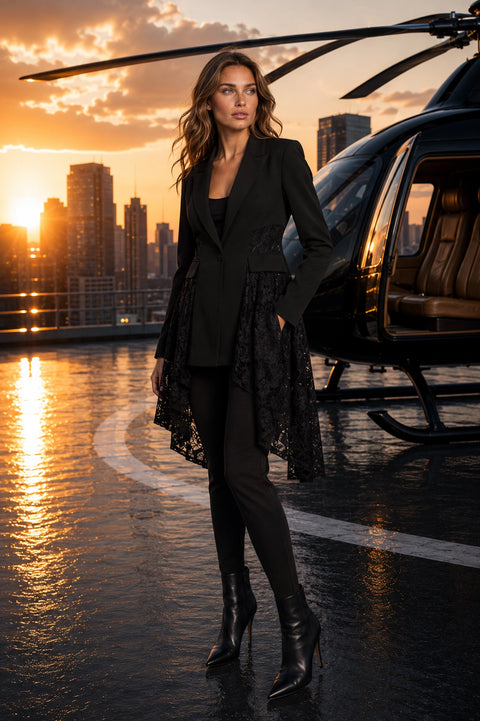 Tailored Lace Panel Blazer