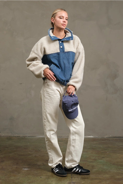 Teddy Denim Snap-Up Jacket