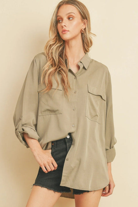 Tencel Oversized Shirt SAGE-Shirt-Dress Forum-S-Urbanheer
