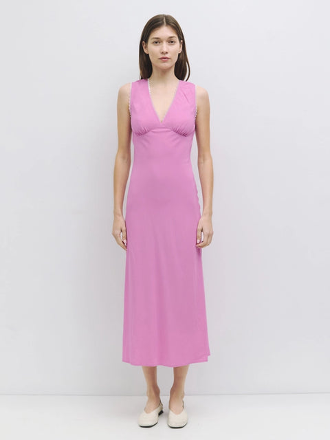 The Arielle Dress | Lace Trimmed Midi Dress PINK-Dress-All Row-S-PINK-Urbanheer