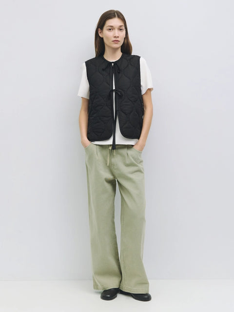The Astrid Vest | Front Tie Puffer Vest BLACK-Vest-MOD REF-S-BLACK-Urbanheer