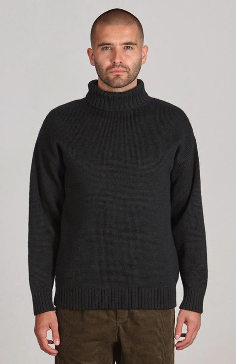 The Modern Submariner - Roll Neck Merino Wool Jumper Black-Jumper-Paul James Knitwear-XS-Black-Urbanheer