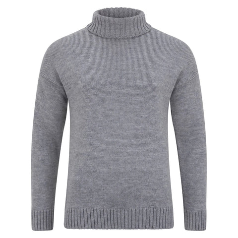 The Modern Submariner - Roll Neck Merino Wool Jumper Light Grey-Jumper-Paul James Knitwear-S-Light Grey-Urbanheer