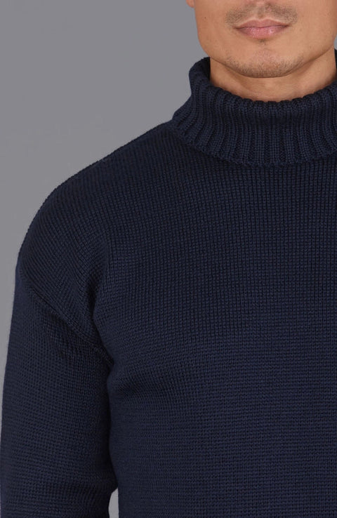 The Modern Submariner - Roll Neck Merino Wool Jumper Navy-Jumper-Paul James Knitwear-XS-Navy-Urbanheer