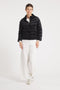 The Soho | Velour Down 3/4 Sleeve Jacket | Midnight Black