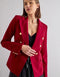 Timeless Fitted Double-Breasted Suit Jacket with Gold Buttons Burgundy-Jacket-Attentif Paris-S-burgundy-Urbanheer