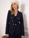 Timeless Fitted Double-Breasted Suit Jacket with Gold Buttons Navy-Jacket-Attentif Paris-S-Navy-Urbanheer