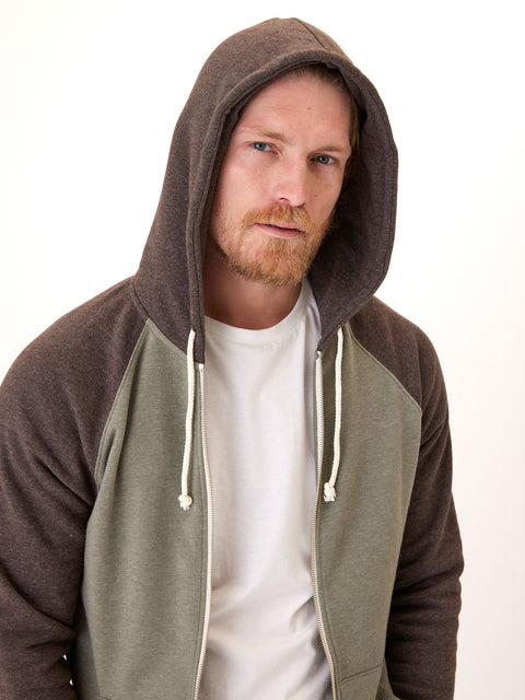 Triblend Raglan Colorblock Zip Fleece Hoodie
