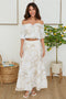 Tropical Print Tiered Linen Skirt