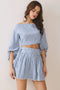 Two Piece Striped Cropped Top and Skirt Set