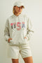 USA Floral Patchwork Sweatshirts with Hoodie