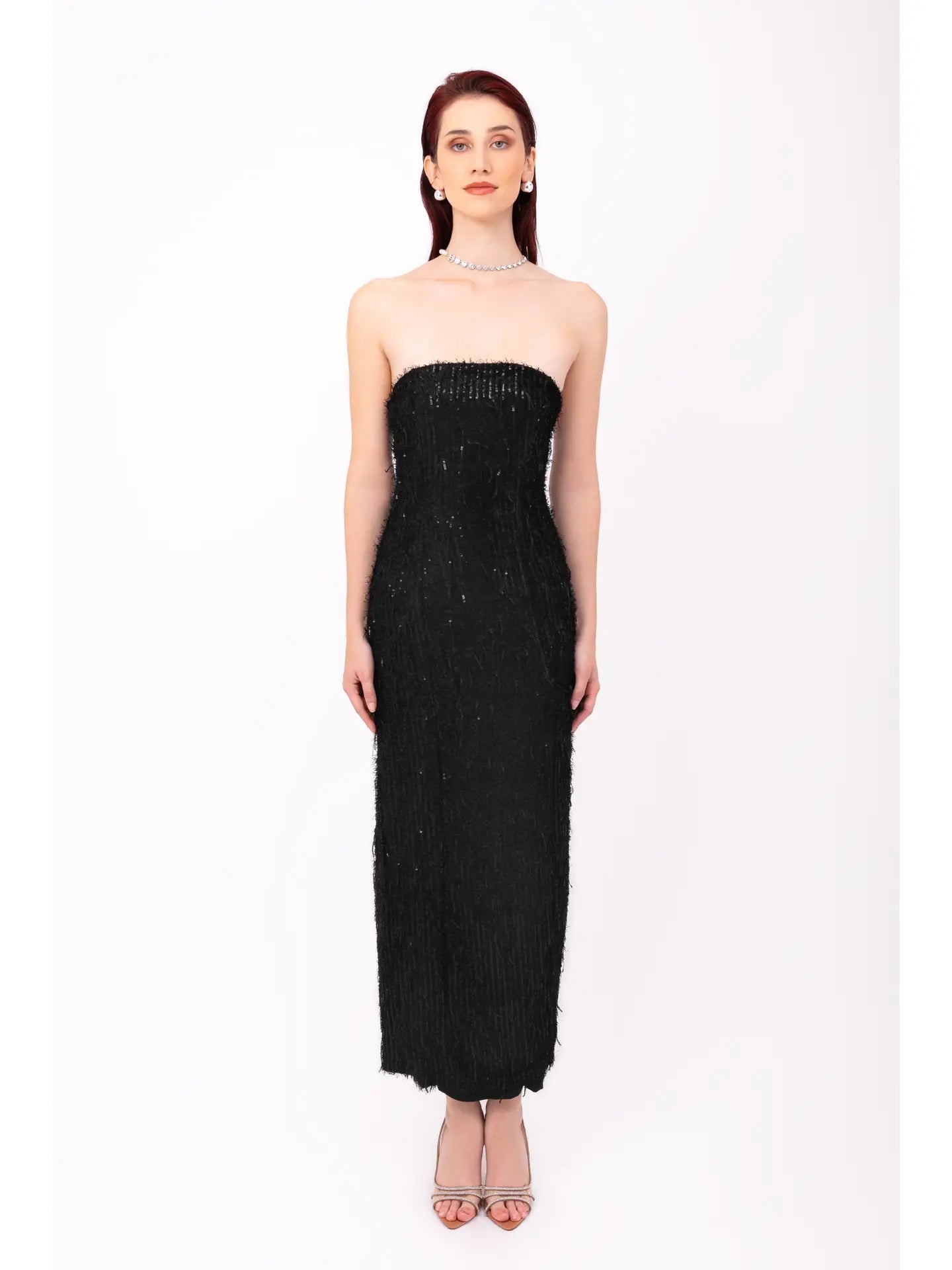 Uma Black Fringe Sequin Maxi Dress from Amy Lynn exclusive at – Urbanheer