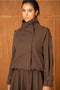 Urban Short Oversized Trench-Style Jacket with A Wrap Collar