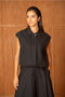 Urban Sleeveless Bomber Jacket with Lapel Collar