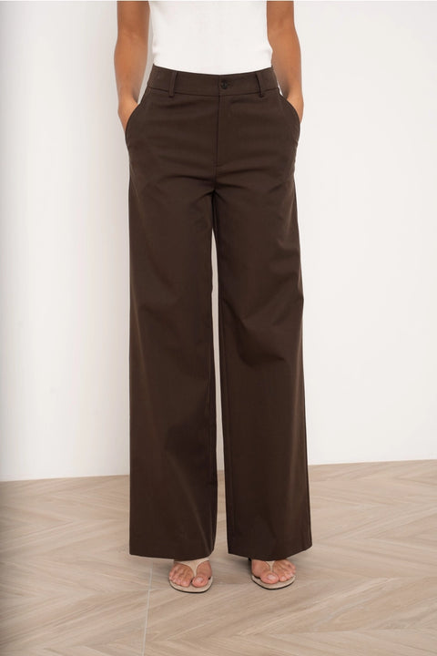 Urban Wide High-Waisted Pants with Back Triangle Pocket