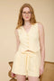 V Neck Sleeveless Button Down Linen Vest Top