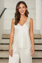 V-Neck Wide Strap Tank Top Beige-Tank Tops-MILIO MILANO-S-Beige-Urbanheer
