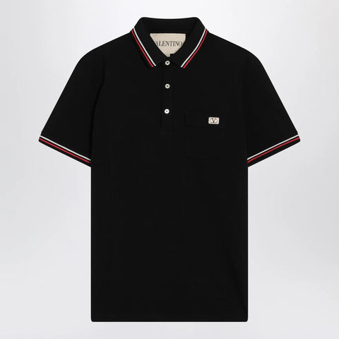 Valentino Black polo shirt with Vlogo Signature